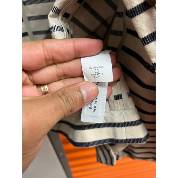 J. Crew -  Light-Weight Striped Belted Jacket. White&Navy/ 6 - Picture 6 of 7